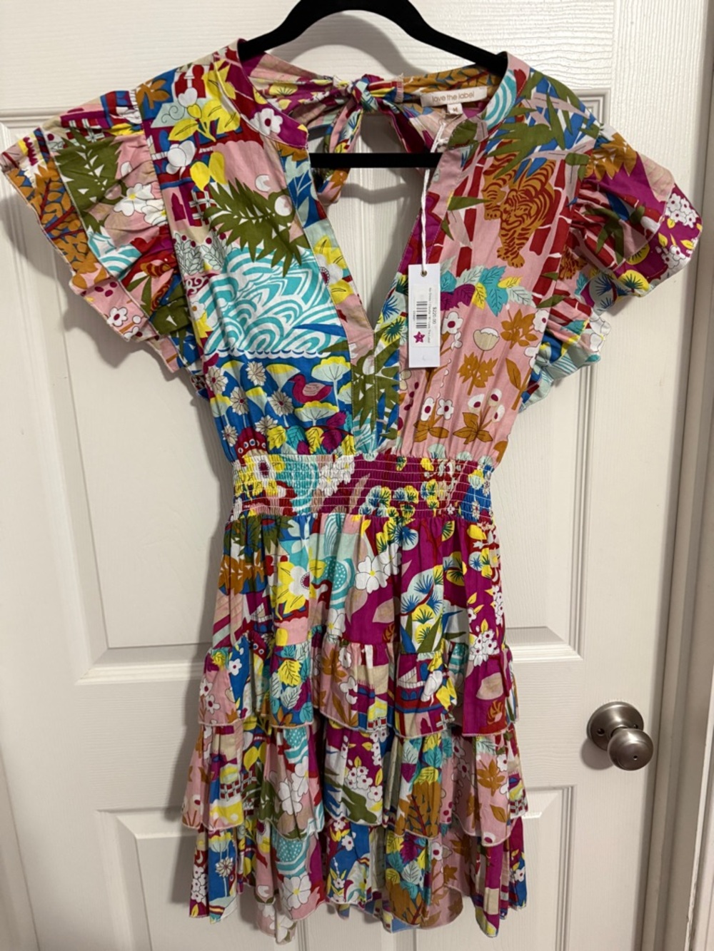 Love the Label Colorful Floral Tiered V‑Neck Dress NWT